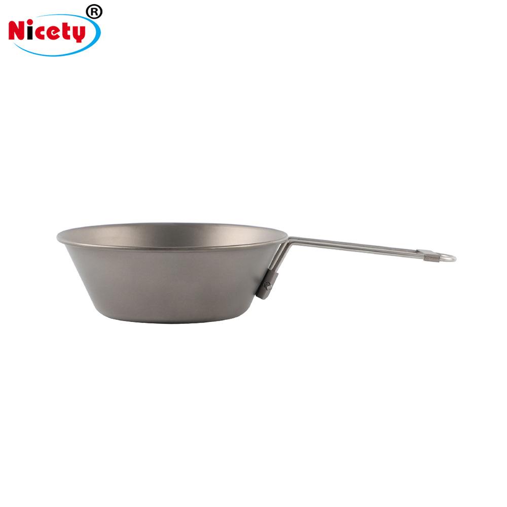 Outdoor Pure Titanium Snow Bowl Cooker Camping Boiling Water Camping Supplies Handle Foldable Picnic Portable Tableware Cup