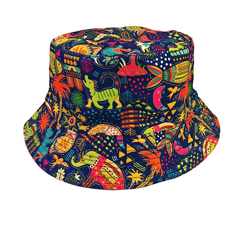 Retro Graffiti Double-Sided Bucket Hat for Men & Women - Versatile Outdoor Travel Sun Protection