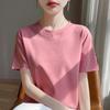 Summer Round Neck Cotton Short-Sleeved Women's T-Shirt Loose  Casual Top Mercerized Bottoming Shirt