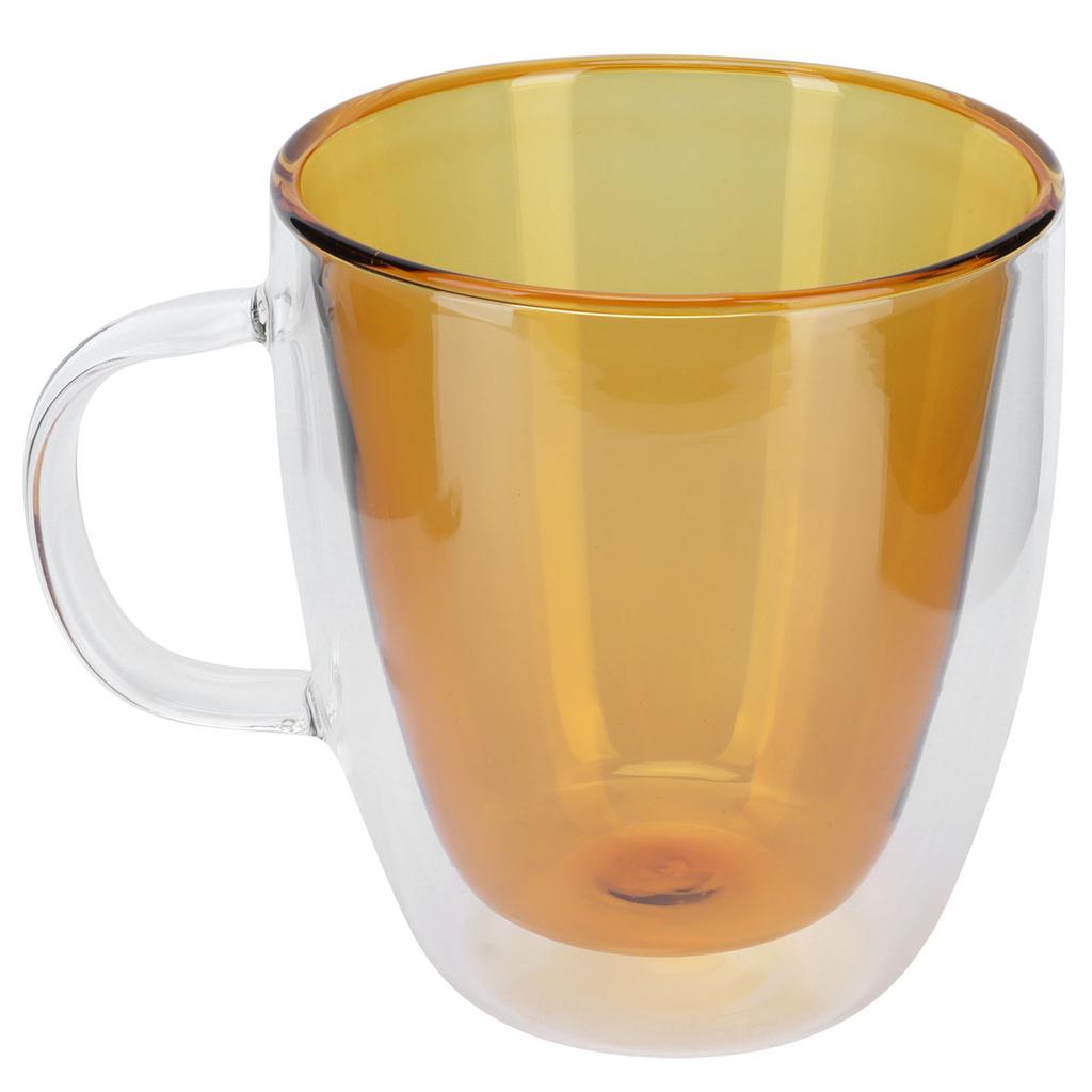 2Layer Cylindrical Coffee Cup HeatResistant Transparent Milk Mug for Home School (Lake Green Liner )