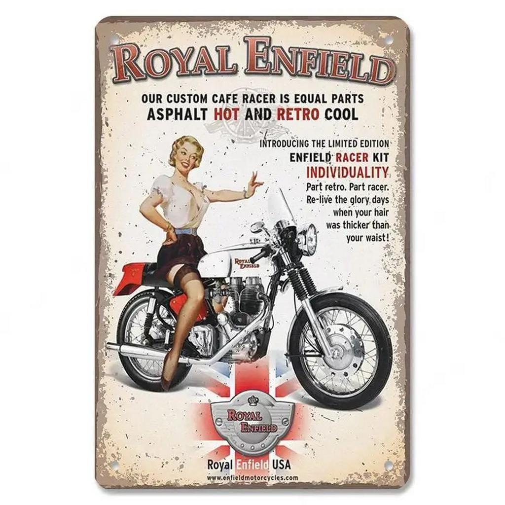 Pinup Motorcycle Metal Tin Signs Plaque Wall Decoration Vintage Art Posters Iron Painting for Man Cave Home Cafe Garden Club