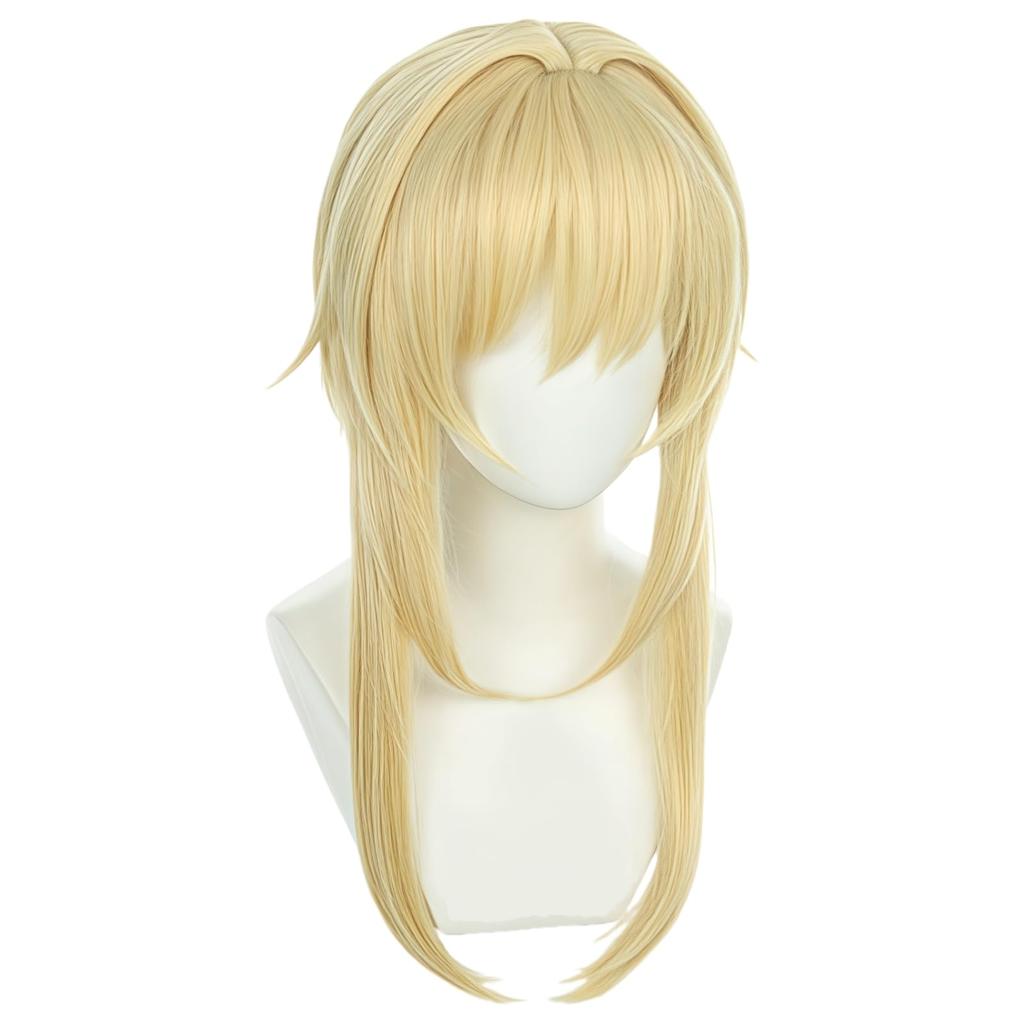 Genshin Impact Hotaru Wig, Heat-Resistant, Cosplay Wig with Net, for Events, School Festivals, Cultural Festivals, and Photo Shoots, Traveler Costume