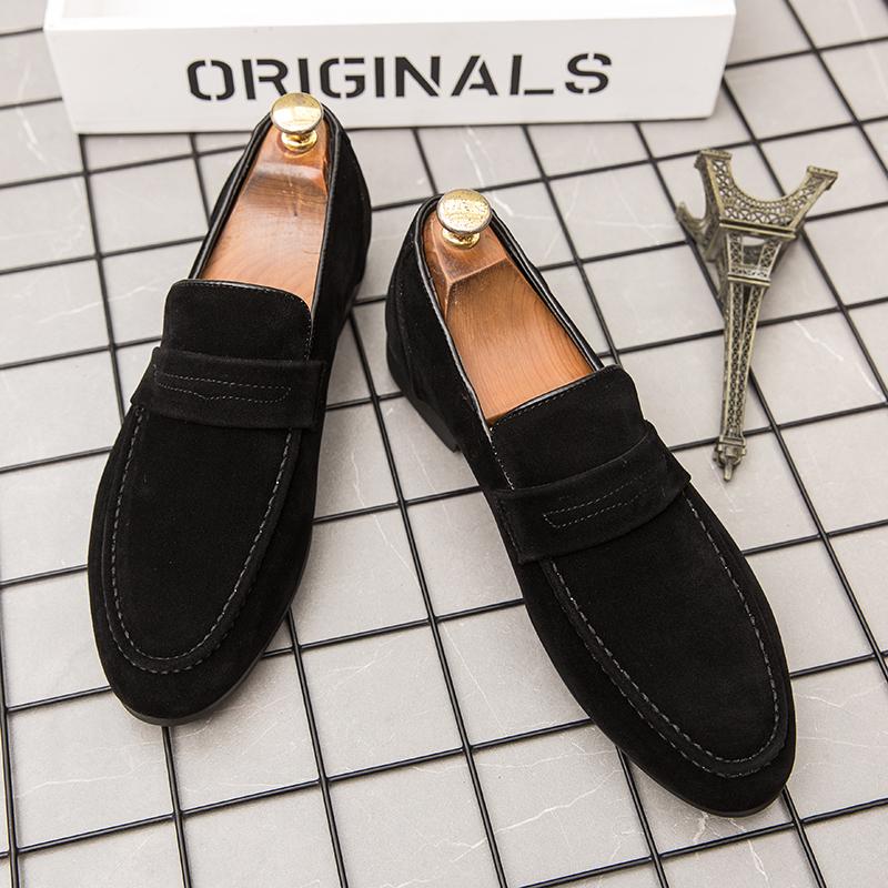 Fashion Spring New Suede Casual Men Shoes Fashion Slip On Loafers Male Leather Comfortable Flat Shoes Moccasins Classic Driving Shoes