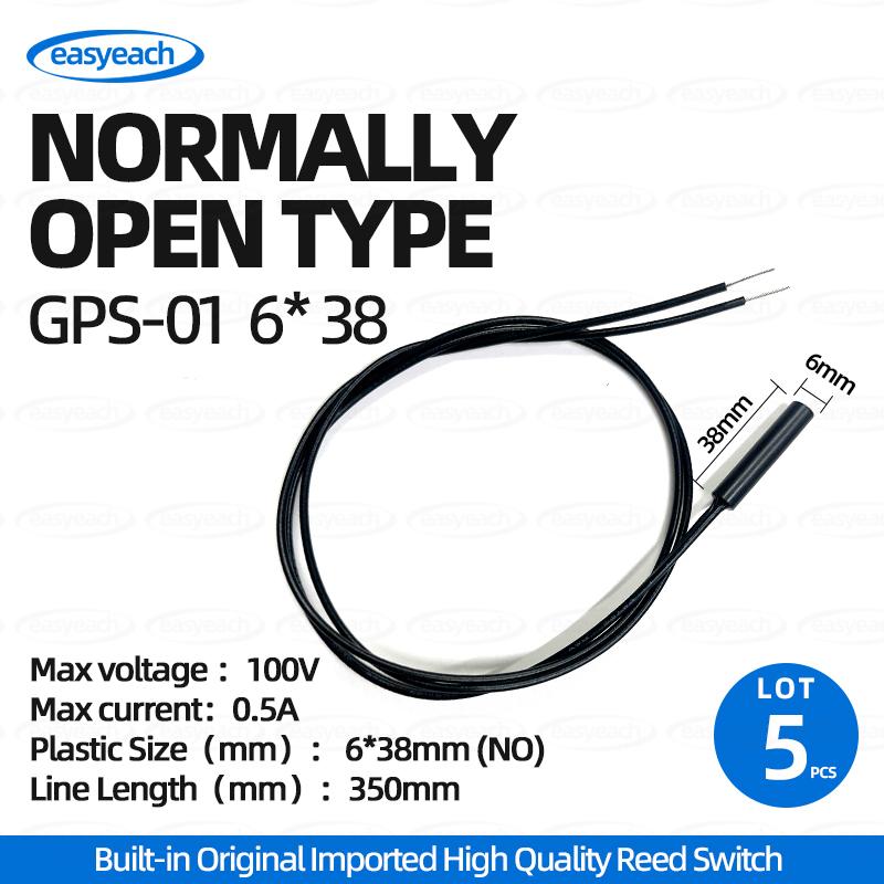 

5pcs GPS-01 Reed switch 4x18mm 5x15/20/25mm 6x30/38mm NO/NC 6*38mmHP normally Open/closed Magnetron proximity Sensor GPS-01A /B 6x38mm(NO)