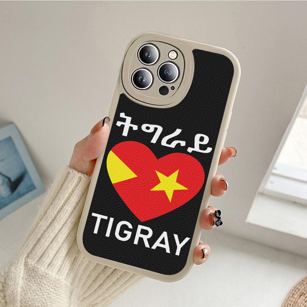 Custodia per telefono con bandiera del Tigray per iPhone 14 per iPhone 14 13 11 12 Pro MAX 13 12 MiNi 7 8 plus iphone 14MAX 13PRO XS XR Coperture in pelle di agnello