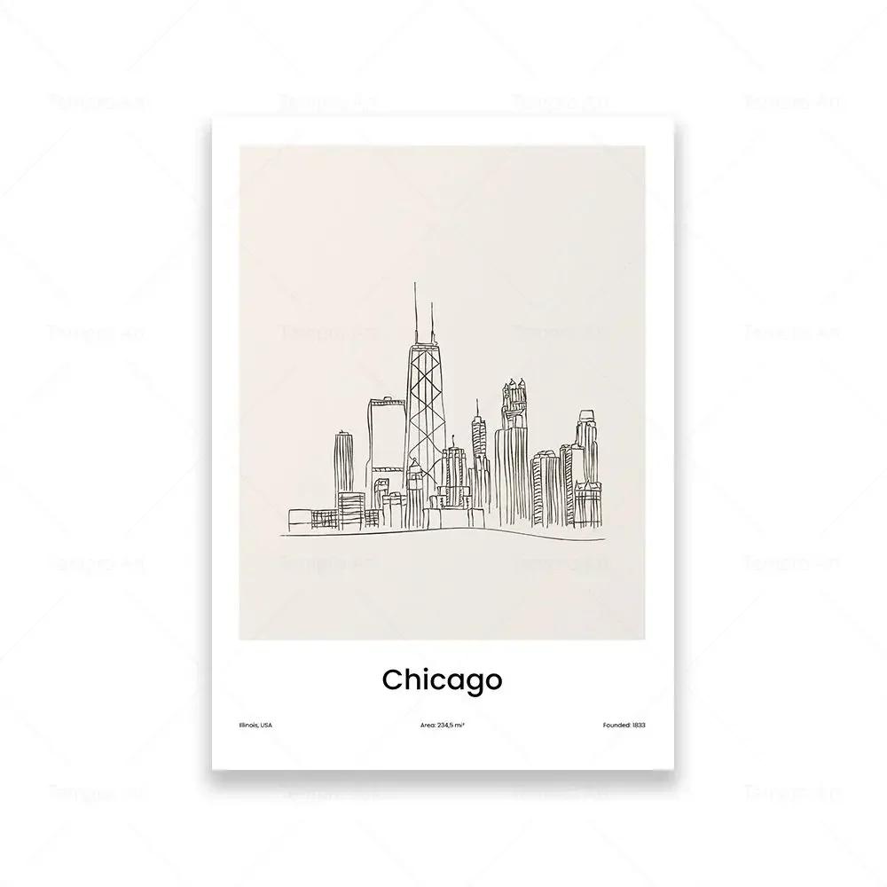Modern Minimalist City Skyline Wall Art New York Toronto HD Canvas Print Poster for Living Room Bedroom Decor
