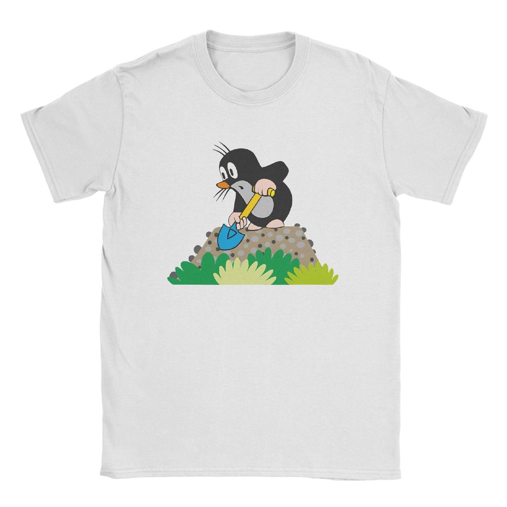 The Little Mole T-Shirt for Men Vintage 100% Cotton Tees Round Neck Short Sleeve T Shirts Gift Idea Clothes