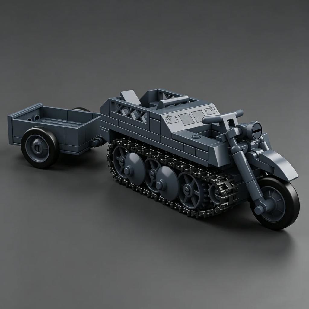 Military Series SD.KFZ.2 Half-Track Motorcycle Tractor Building Block Model Kit