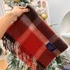 Xiaohongshu Popular Cherry Red New Year'S Red 100% Wool British Versatile Scarf Women'S And Men'S Cashmere Warm Scarf