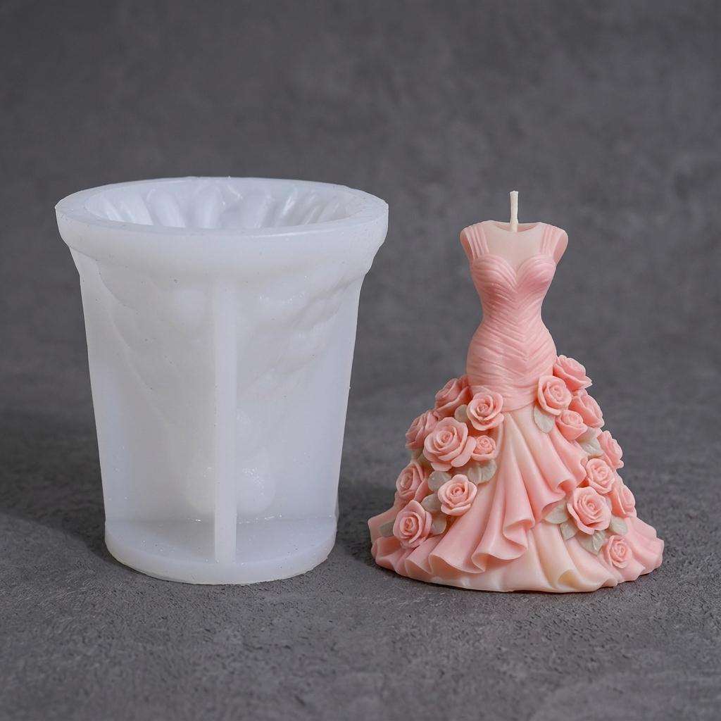 Silicone Mold For 3D Dress Shaped Aromatherapy-Candle And Plaster Decoration DIY Craft Tool