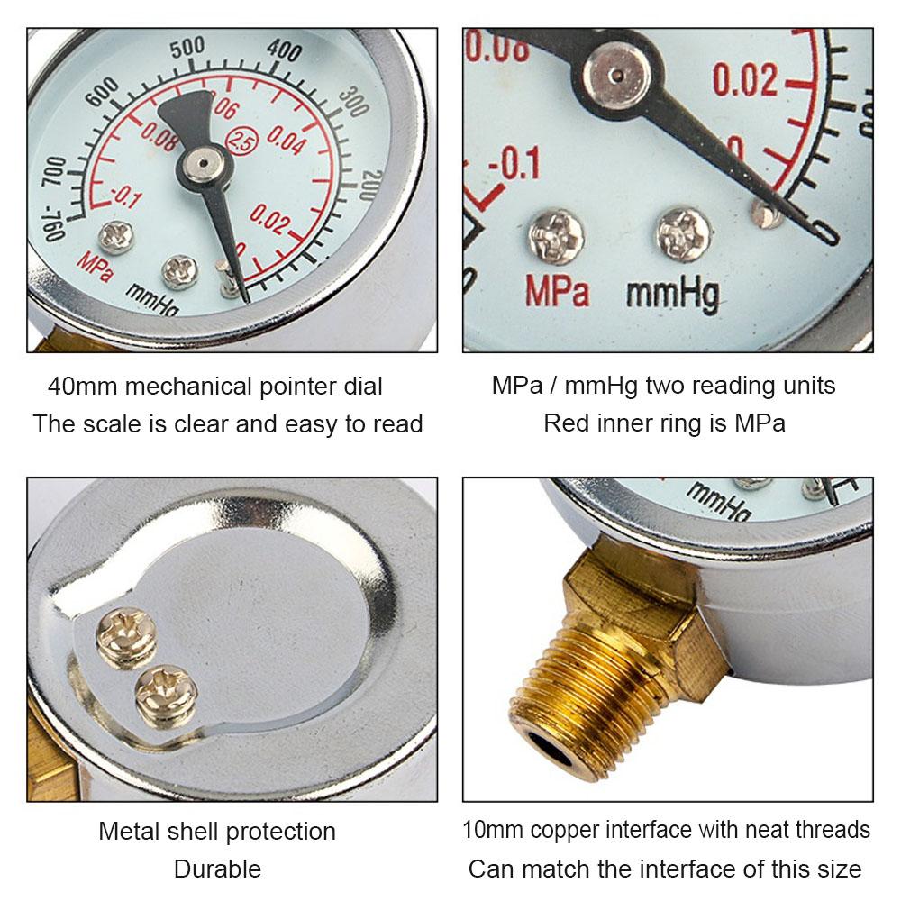 Vacuum Gauge 1/8 Inch Threaded Interface Vacuum Pressure Meter for Air Pump Oil Water Separator Filter Pneumatic Tools