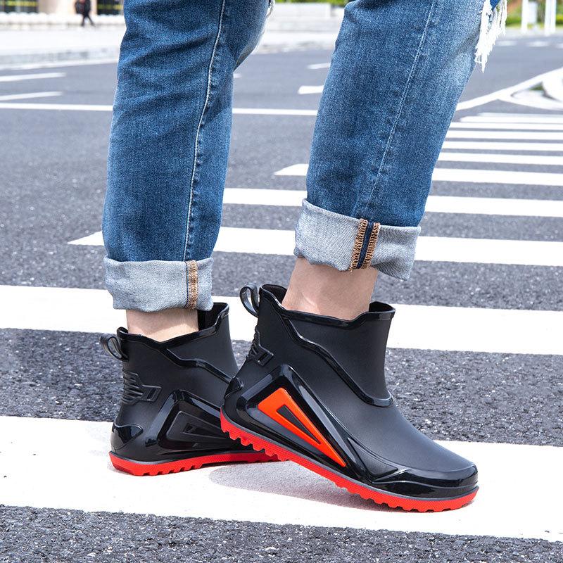 Water shoes trend low-top rain shoes men's fashion outer wear non-slip wear-resistant rain boots rubber shoes waterproof glue shoes