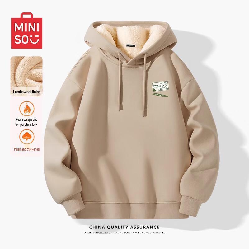 

MINISO Men s Lamb Fleece Lined Hoodie M