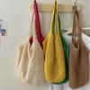 Woven Shoulder Tote Bag | Women's Boho Cotton Handbag | Summer Fashion Accessory | Knotted Strap Handle | Lightweight Everyday Carryall