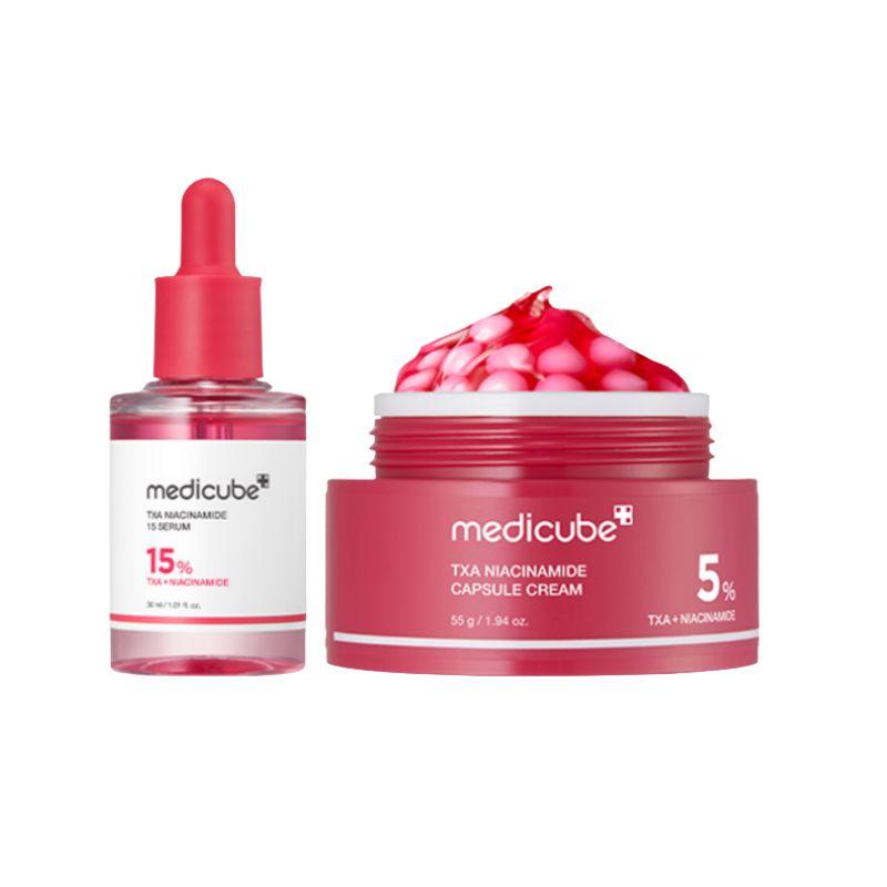 Medicube Tranexamic Acid Pink Toning Skincare Set Brightening Serum 30ml + Capsule Cream 55g 1