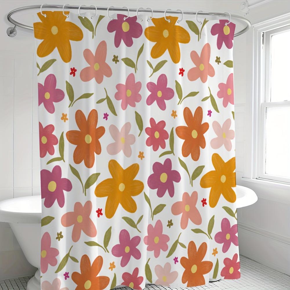 

A Whimsical Floral Delight Shower Curtain: Brighten Up Your Bathroom with This Cheerful Design Featuring Colorful Flowers W90XH180cm