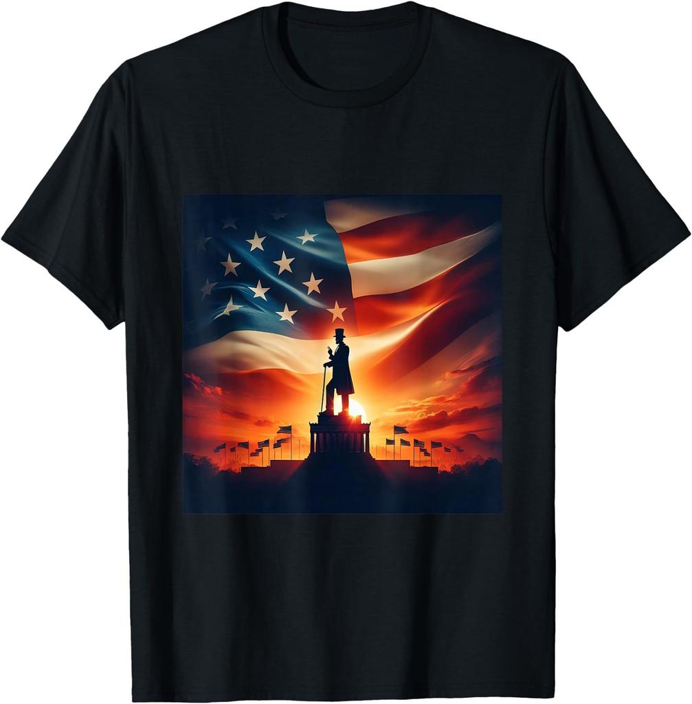 Abraham Lincoln 4th of July Independence Day American Flag T-Shirt