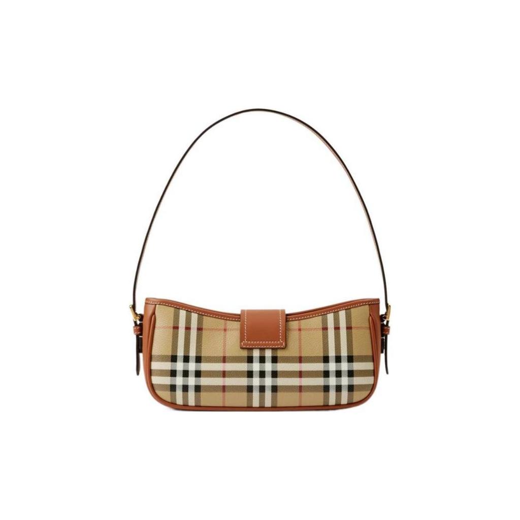 Burberry Sling Adjustable Shoulder Strap Checkered Polyurethane Tote Bag Women Shoulder Bag Classic-Beige Heather-Brown 80705631