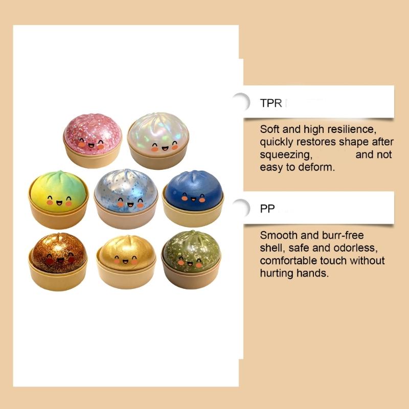 5Pcs Dumpling Press Toy, Giants Glitters Dumpling Fidgets Sensory Toy For Safe And Funny Kitchen Activity With Kids