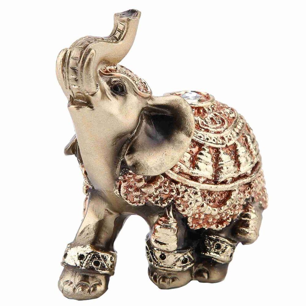 Resin Golden Elephant Figurine Gold Lucky Elephant Decoration  Reception Decoration
