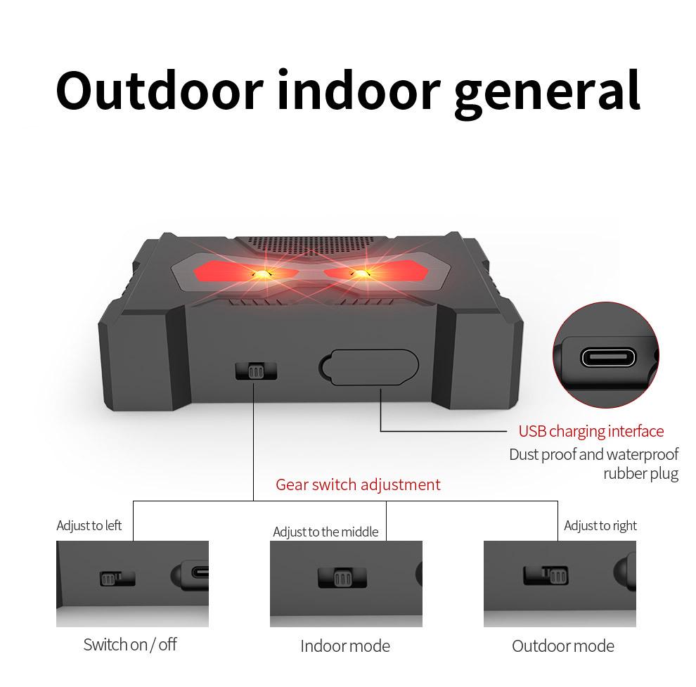 USB Solar-Powered Outdoor Waterproof Animal and Bird Repellent Mouse Repeller with Red & White Flashing Light