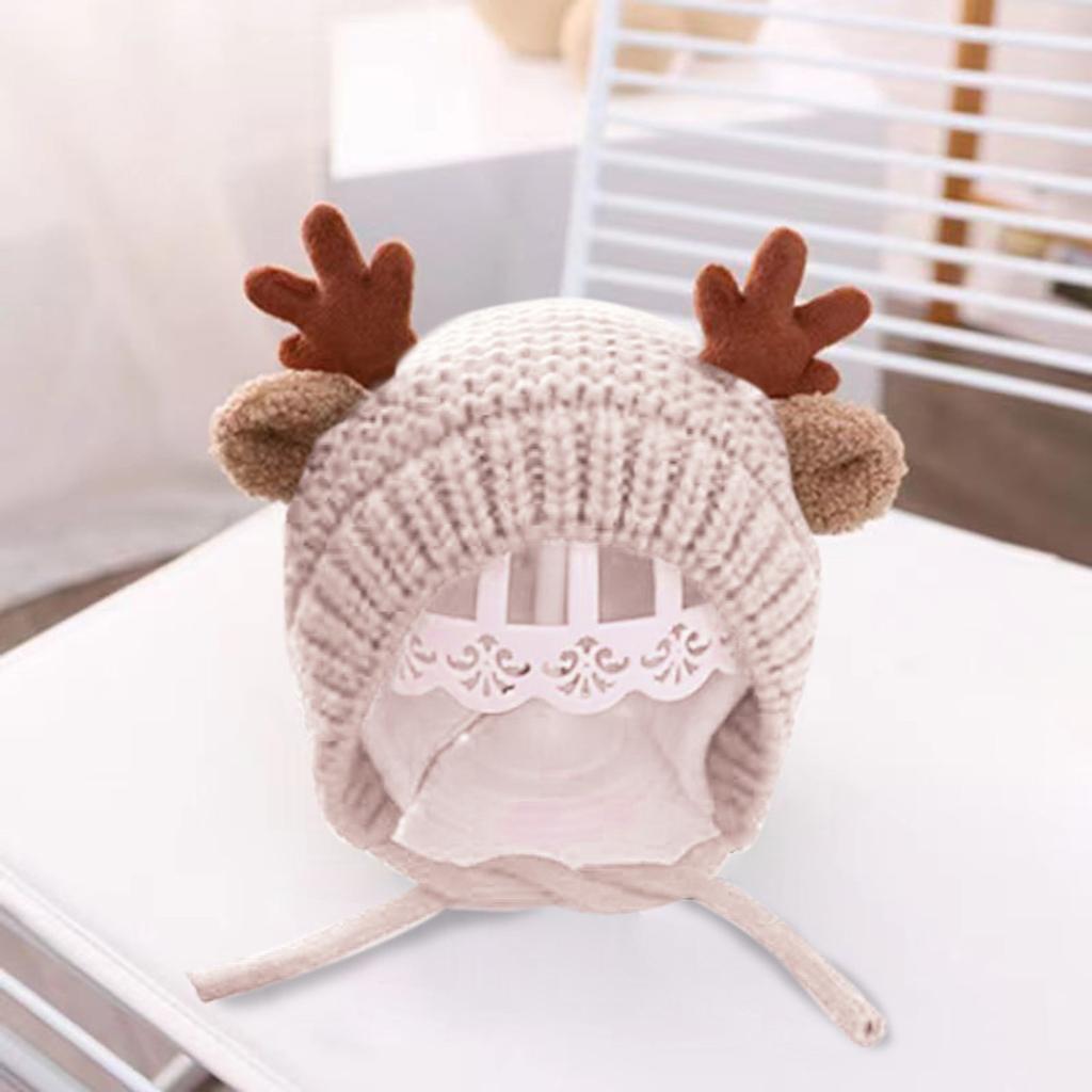 Antlers Christmas Hat for Children Thicken Plush Headgear White Furry Liner for Christmas Parties Cosplay Accessories