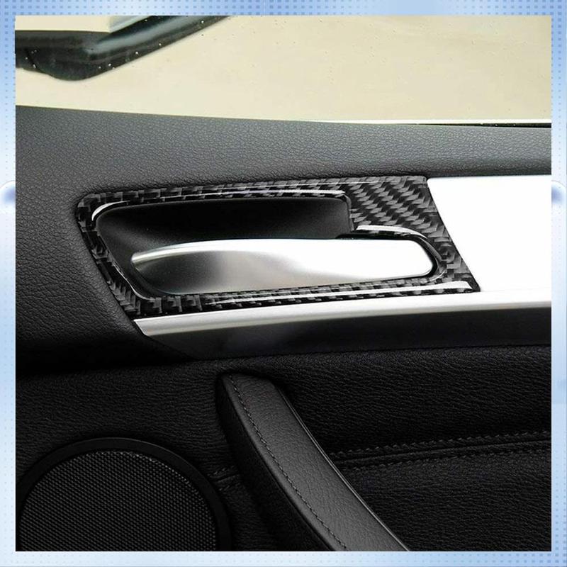 A51K-4Pcs Car Carbon Fiber Interior Door Handle Frame Trim Replace For -BMW X5 E70(2008-2013) X6 E71(2009-2014)