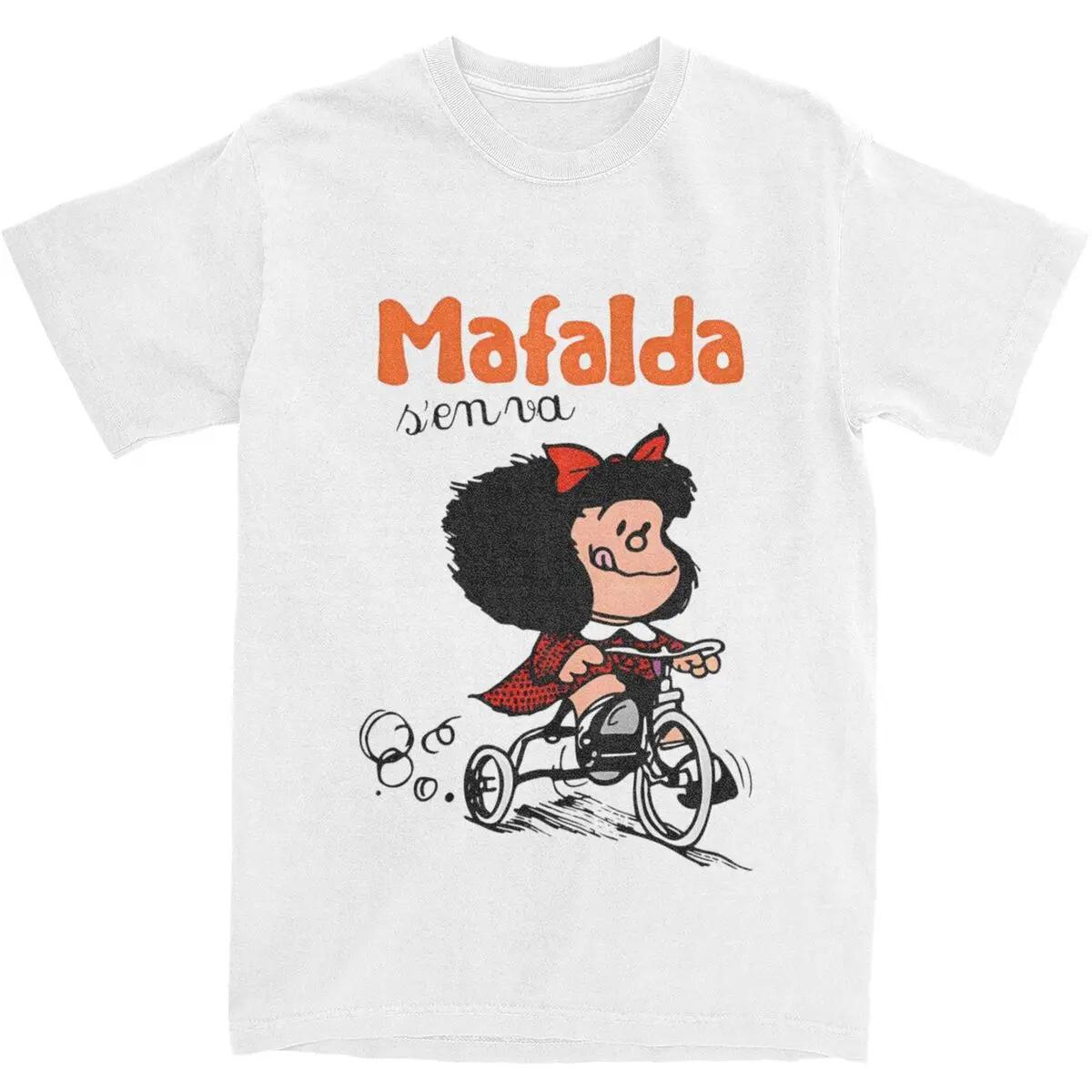 Mafalda Quino Go Bicycle T Shirt Summer Y2K Funny T Shirt... L