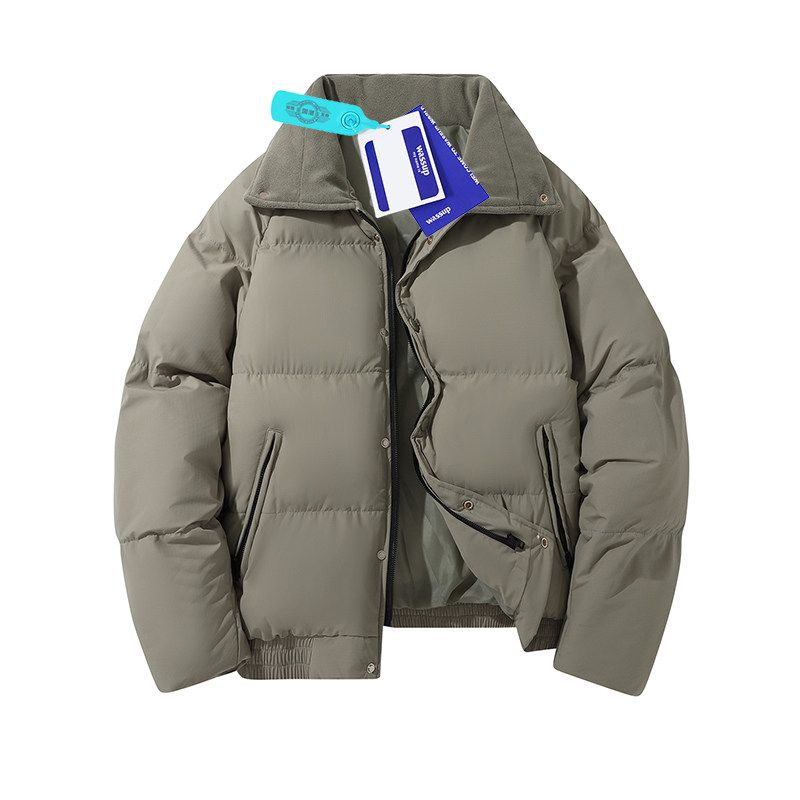 Wassup American Retro Stand-Up Collar Jacket Cotton Short Coat Couple High Street Trendy Casual Warm Cotton Jacket for Men