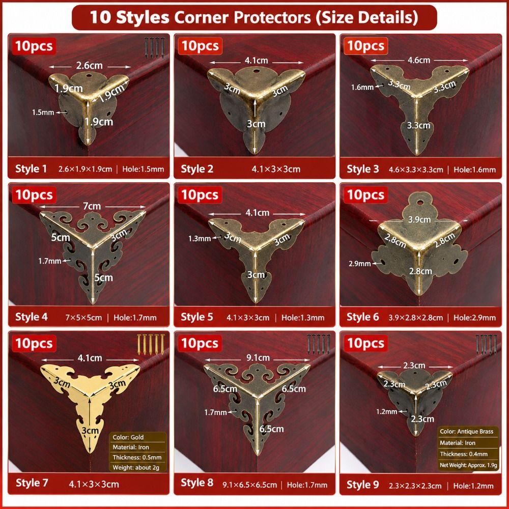 10pcs Rustproof Metal Edge Guard Covers Bronze Color Corner Guards Furniture Supplies
