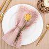 48PC Pink Cloth Napkins 30X30CM Handmade Gauze with Fringe Rustic Dinner Napkins for Wedding Party Baby Shower Dinner Decoration