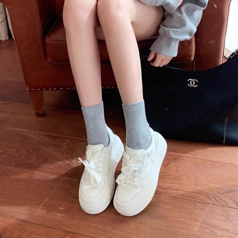 [sheii] Goodbye 1.5 meters~ Cowhide thick-soled heightening muffin casual board shoes little white shoes women's shoes