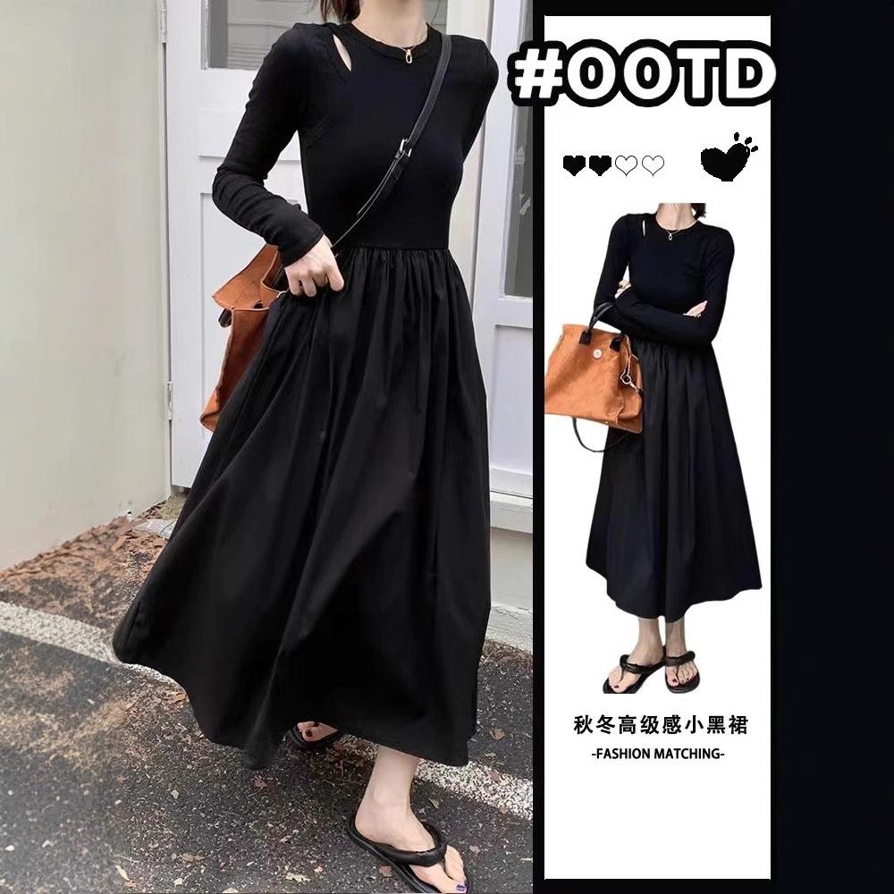 Black suspender vest dress women s new summer niche design sense sleeveless knitted Hepburn style long skirt S чёрный