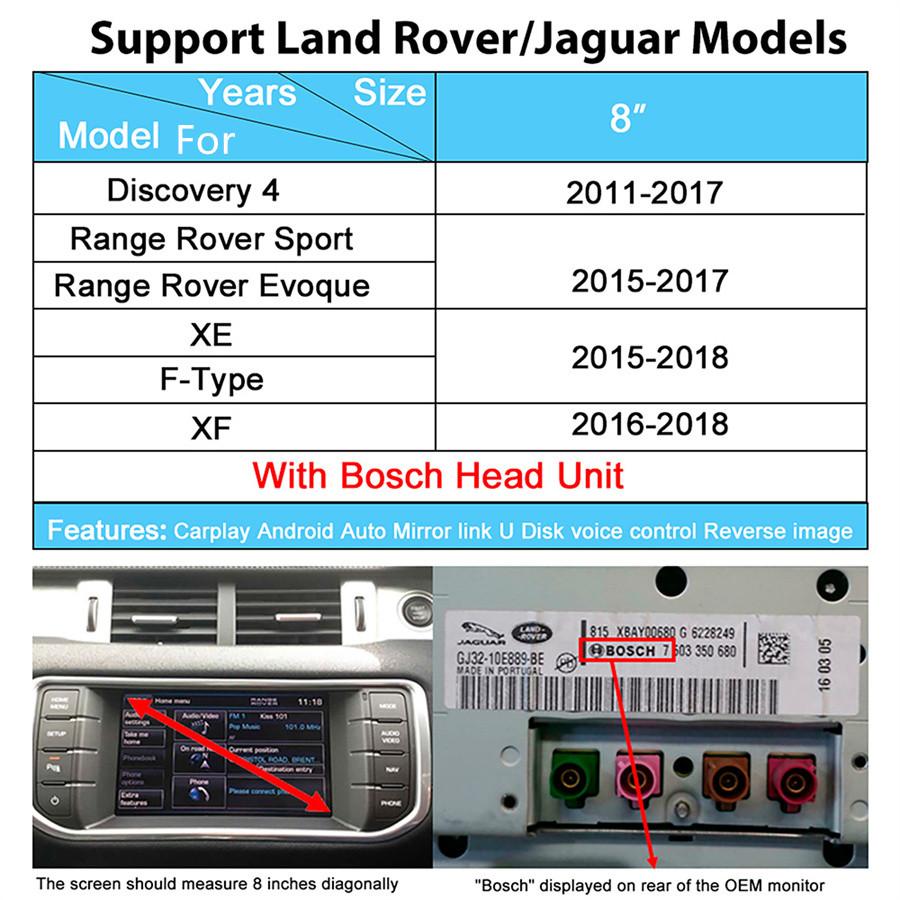 Upgrade Decoder Box muItimedia interface CarPlay Android auto Retrofit Kit for Original Screen JAGUAR/Land Rover Bosch head unit with 8inch screen