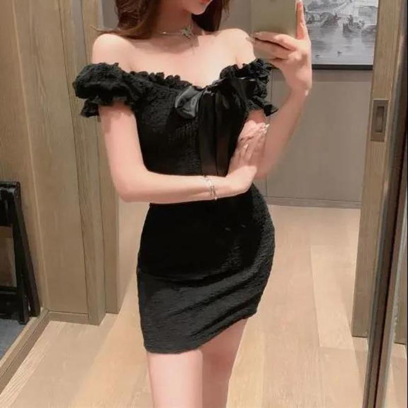

Женское облегающее платье на одно плечо, модное платье, однотонная облегающая летняя юбка, клубная одежда XL чёрный