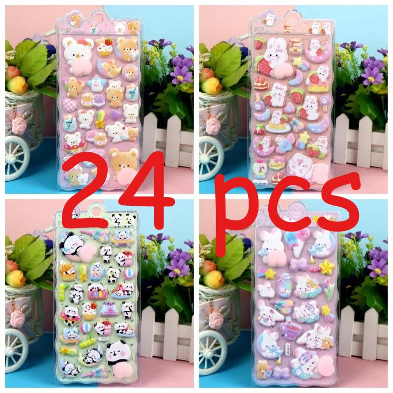 Cute Cartoon 3D Bubble Stickers - Bear, Rabbit, Panda Designs for Kids' Journal Decoration & Kindergarten Reward Stickers