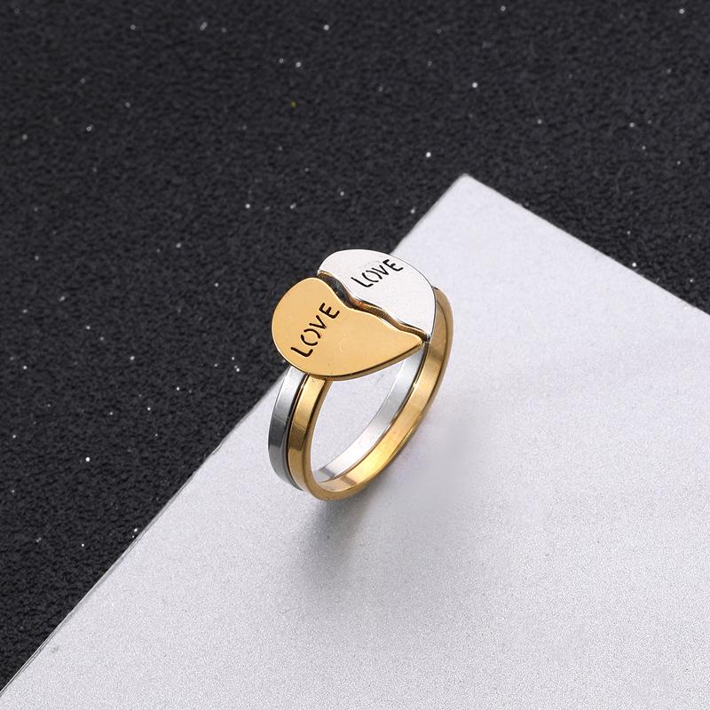 Creative Love Friendship 2 pcs Pair Bridal Set Rings For Men Women Stainless Steel Ring Unisex Accessories Designer  Gift