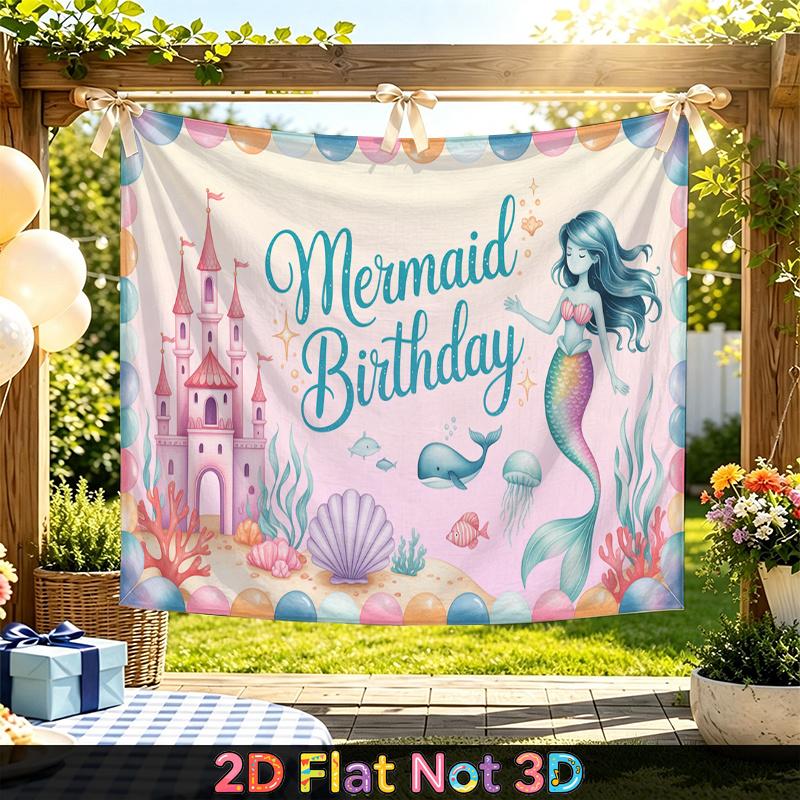 Party Backdrop Birthday Castle Mermaid Photo Booth Background Front Door Decor