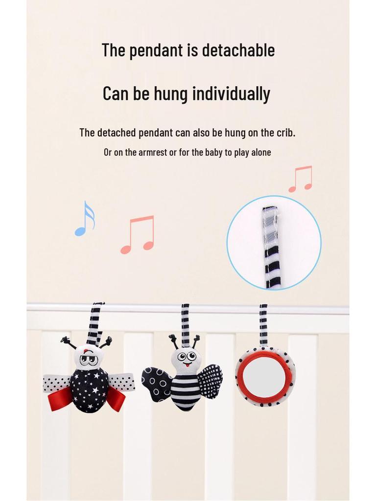Newborn Black and White Visual Training Crib Hanging Plush Toy for Soothing Babies