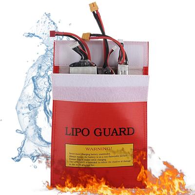 Large Silver/Red/Black Explosion-Proof and High-Temperature Resistant Battery Protection Bag for Model Airplane Lithium Batteries (23x30 Cm)