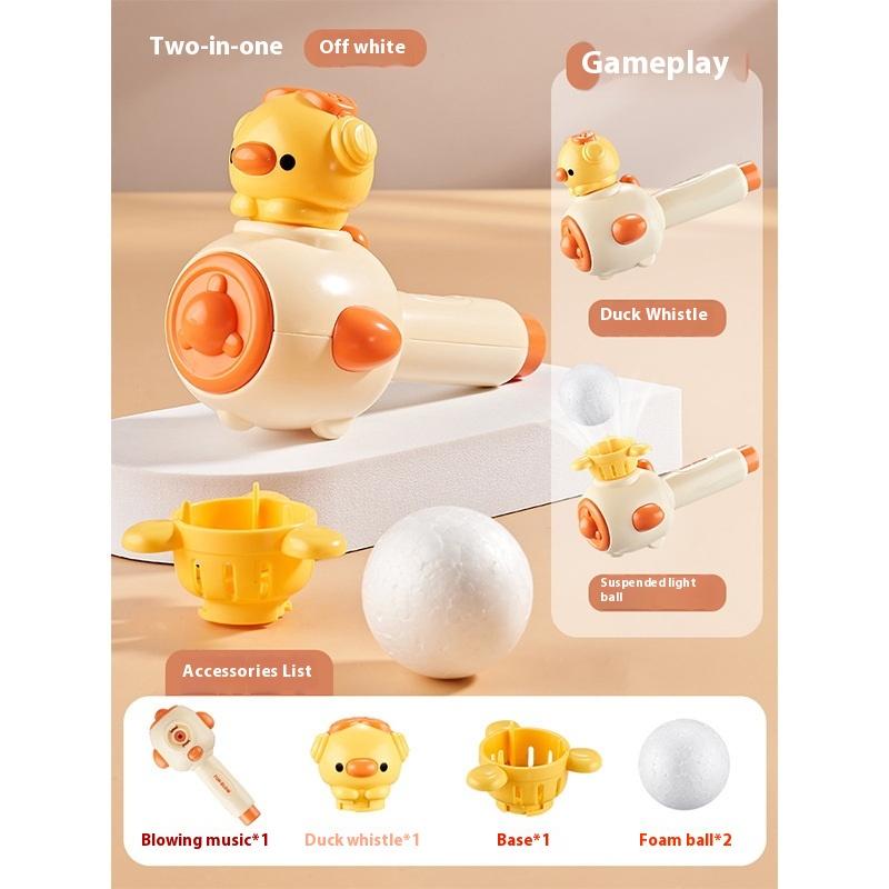 Children S Three In One Breathing Practice Toy Whistling Floating Blowpipe Ball Blowing Balloon Launcher Education Practice Toy 1 бежевый