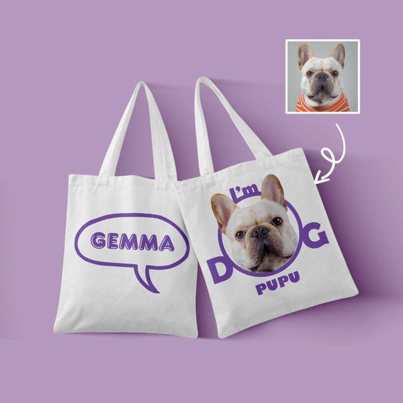

Personalized Pet Portrait Tote Bag with Photo Custom Dog Cat Face Canvas Bag Cute Dog Mom Gift for Cat Lovers Pet Owner Handbag 30 X 32cm