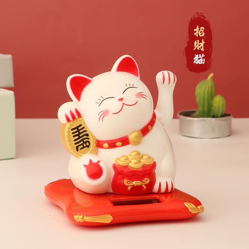 1PCS Lucky Cat Plastic 7 X 6.5 X 7.5 Cm Japanese Solar Wave Hand Lucky Cats Car Decorations Desktop Ornament Home Decor