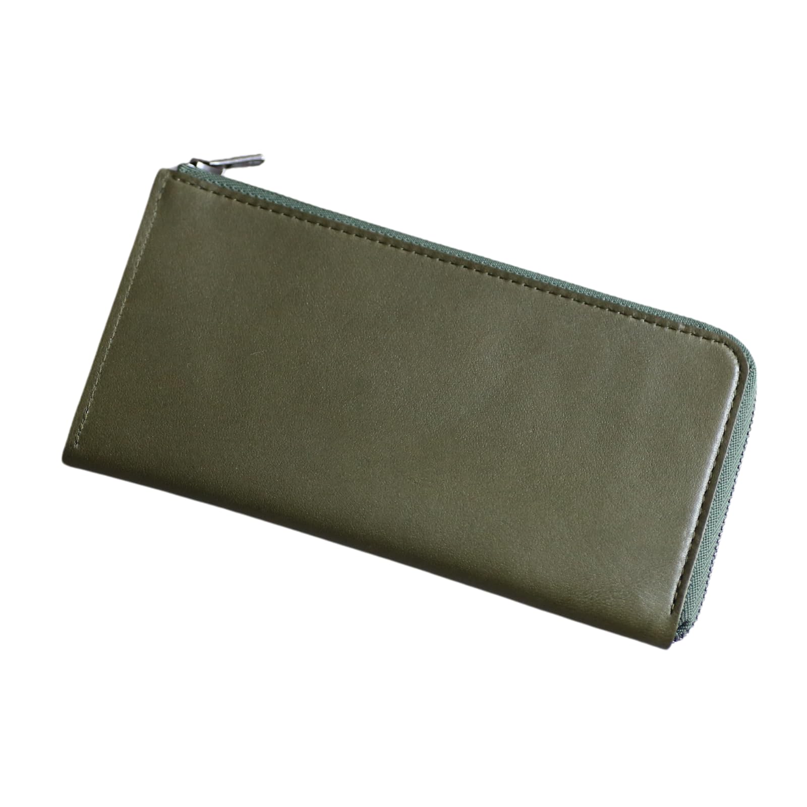 

СТАТУСЫ кошелек ZIP Long из натуральной кожи для мужчин и женщин L-образная молния, Япония, кожа, (Хаки, для правой руки)