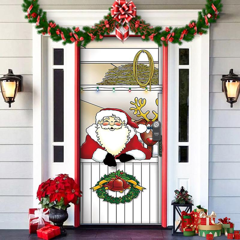 1PC Background Cloth Atmosphere Polyester Party Supplies Christmas Door Hanging Christmas Decorations Blanket