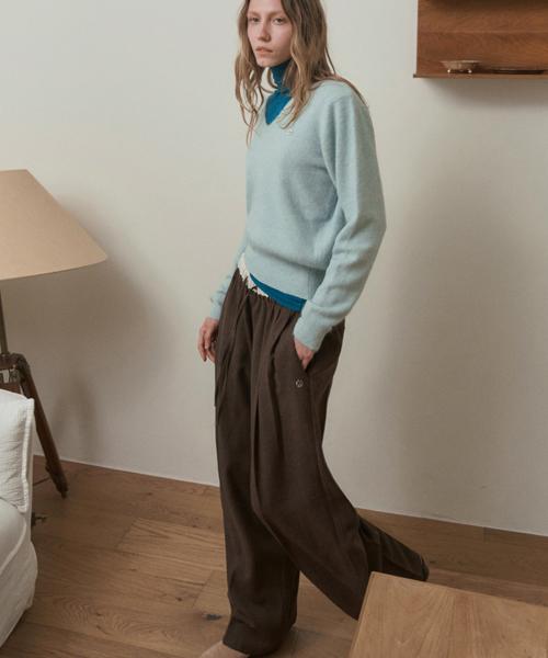 HAINT Bay Relaxed Wide Slacks_Brown
