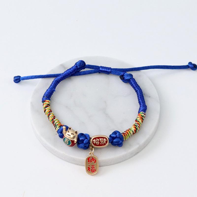 Handmade pet hand-woven lucky cat collar cartoon bell jewelry neck ring hand-woven
