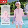 Girls' Long Sleeve Two-Piece Swimsuit with Sun Protection - 2025 Edition for Kids