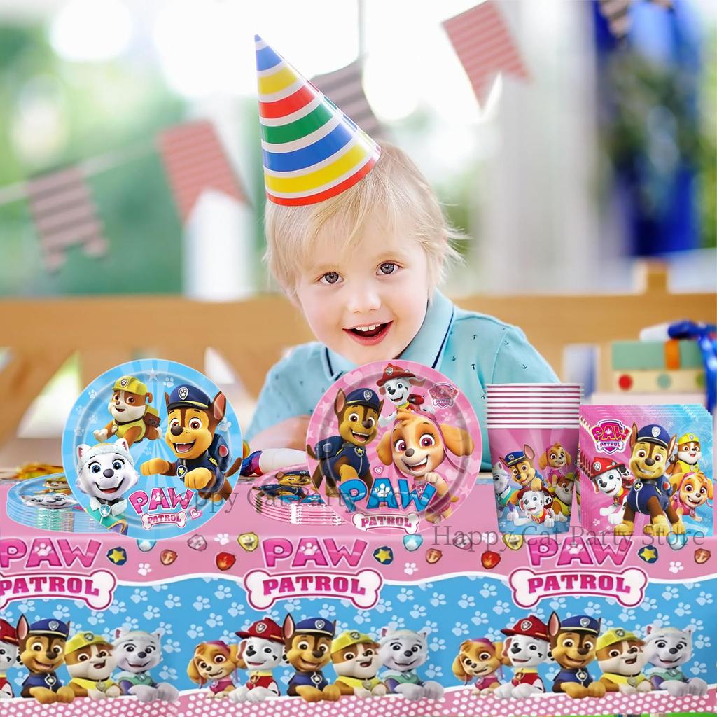 40pepole PAW Patrol Disposable Tableware Set Birthday Party Decor Patrol PAW Paper Plate Cup Kids Girls Favors Party Supplies