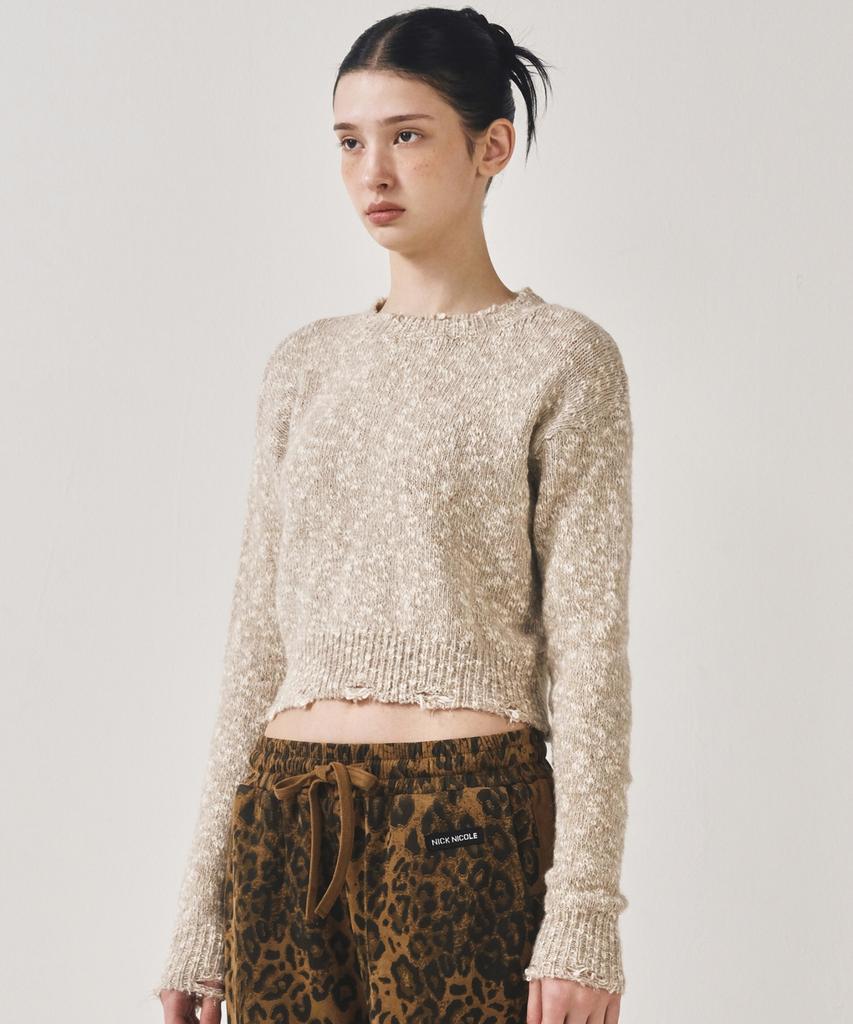 Nigaennikol Nicole Bokashi Damage Knit_Oatmeal